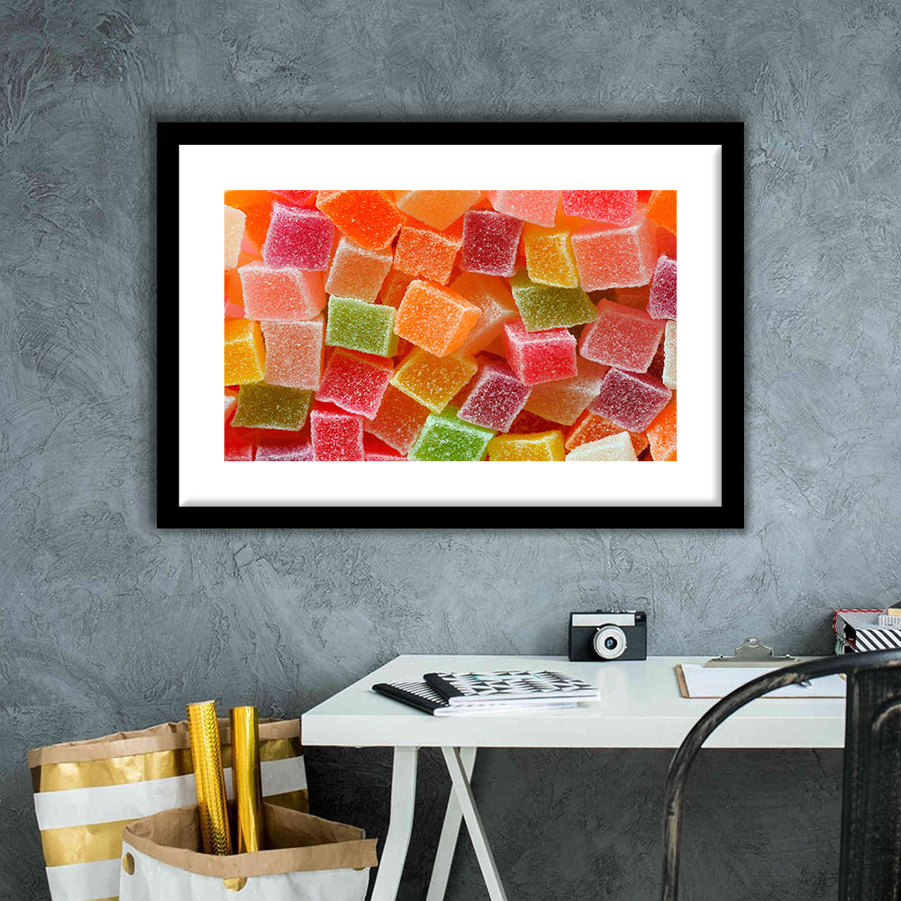 Colorful Candy And Jelly Sweet Close Up Large Art Print, Framed Art Print White Border