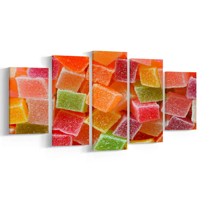 Colorful Candy and Jelly Sweet Close Up Large Canvas Print, 5 Piece Large Cavas Print Wall Art