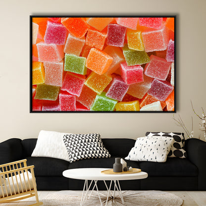 Colorful Candy And Jelly Sweet Close Up Large Canvas Print, Framed Cavas Print, Floating Frame