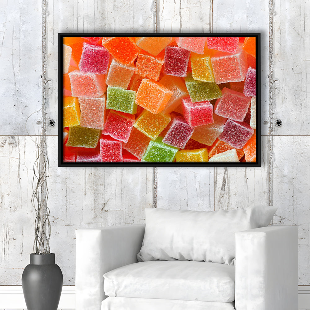 Colorful Candy And Jelly Sweet Close Up Large Canvas Print, Framed Cavas Print, Floating Frame