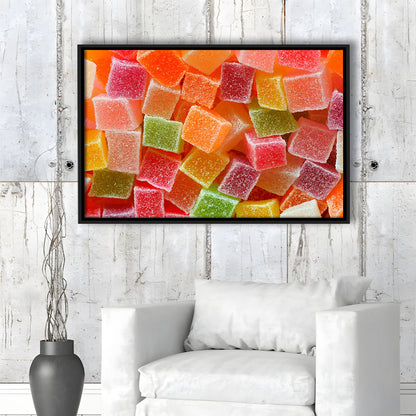 Colorful Candy And Jelly Sweet Close Up Large Canvas Print, Framed Cavas Print, Floating Frame