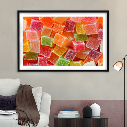 Colorful Candy And Jelly Sweet Close Up Large Art Print, Framed Art Print White Border