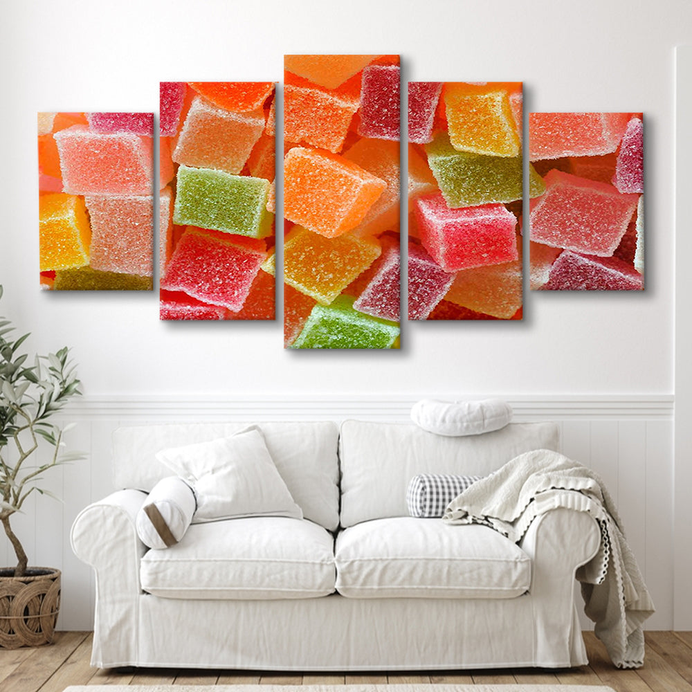 Colorful Candy and Jelly Sweet Close Up Large Canvas Print, 5 Piece Large Cavas Print Wall Art