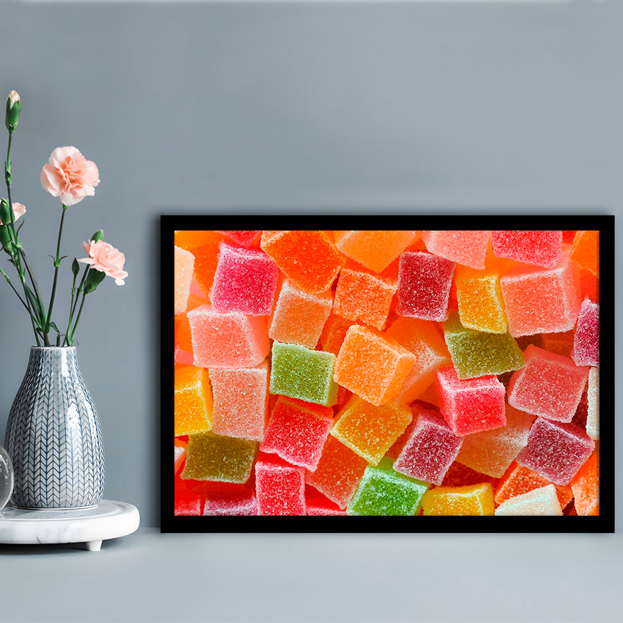 Colorful Candy And Jelly Sweet Close Up Large Art Prints, Framed Art Print, Picture Framed