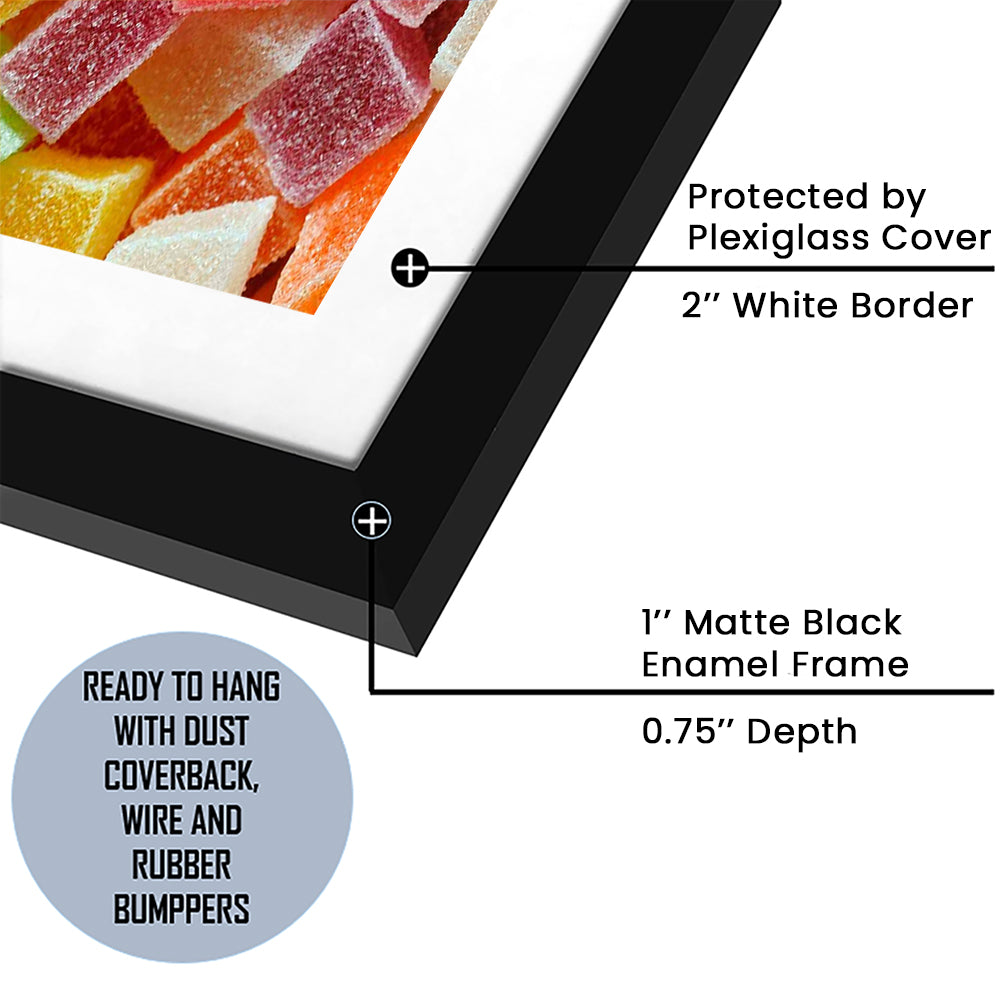 Colorful Candy And Jelly Sweet Close Up Large Art Print, Framed Art Print White Border