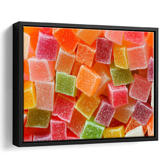 Colorful Candy And Jelly Sweet Close Up Large Canvas Print, Framed Cavas Print, Floating Frame