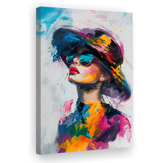 Colorful Fashion Girl Portrait, Canvas Art Print Decor, Painting Art, Canvas Prints Wall Art