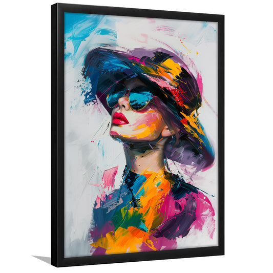 Colorful Fashion Girl Portrait, Framed Picture Print,, Framed Art Prints Wall Decor