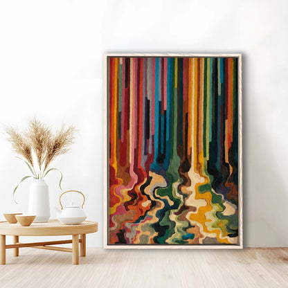 Colorful Flow Art  Vivid Depth Wall Art Print, Framed Canvas Print, Floating Frame