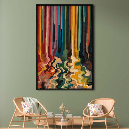 Colorful Flow Art  Vivid Depth Wall Art Print, Framed Canvas Print, Floating Frame