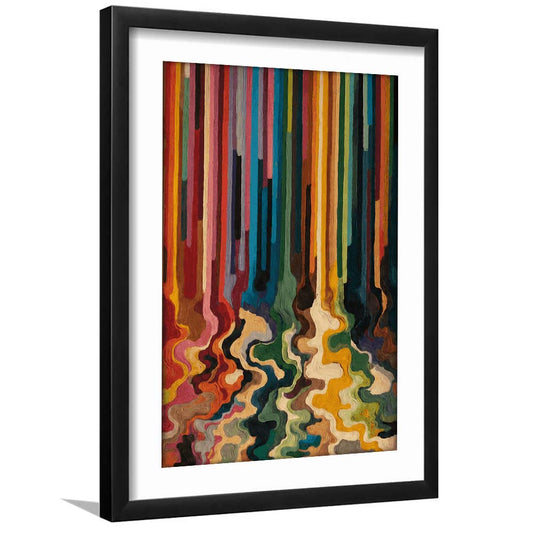 Colorful Flow Art  Vivid Depth Wall Art Print, Framed Art Print, White Border