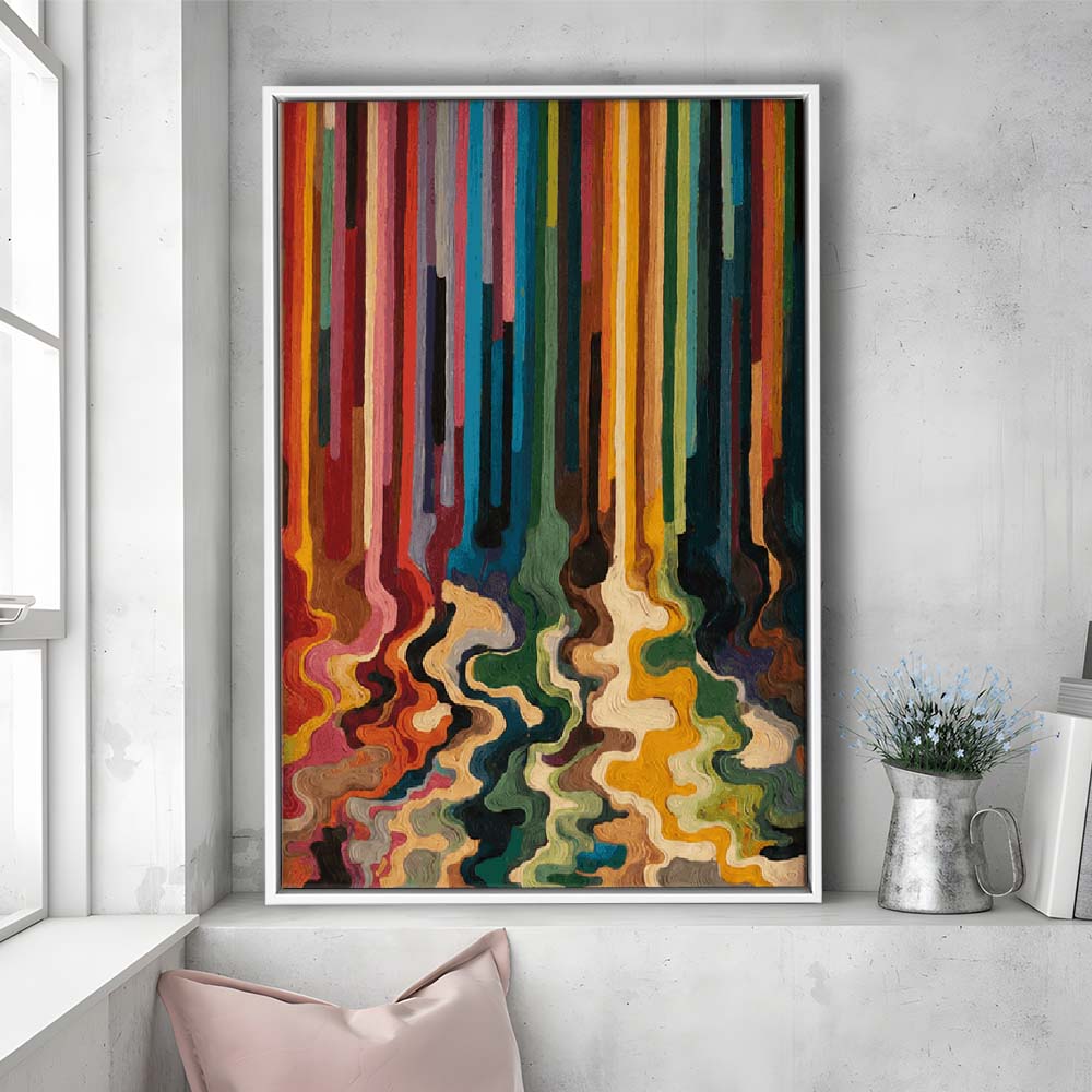 Colorful Flow Art  Vivid Depth Wall Art Print, Framed Canvas Print, Floating Frame