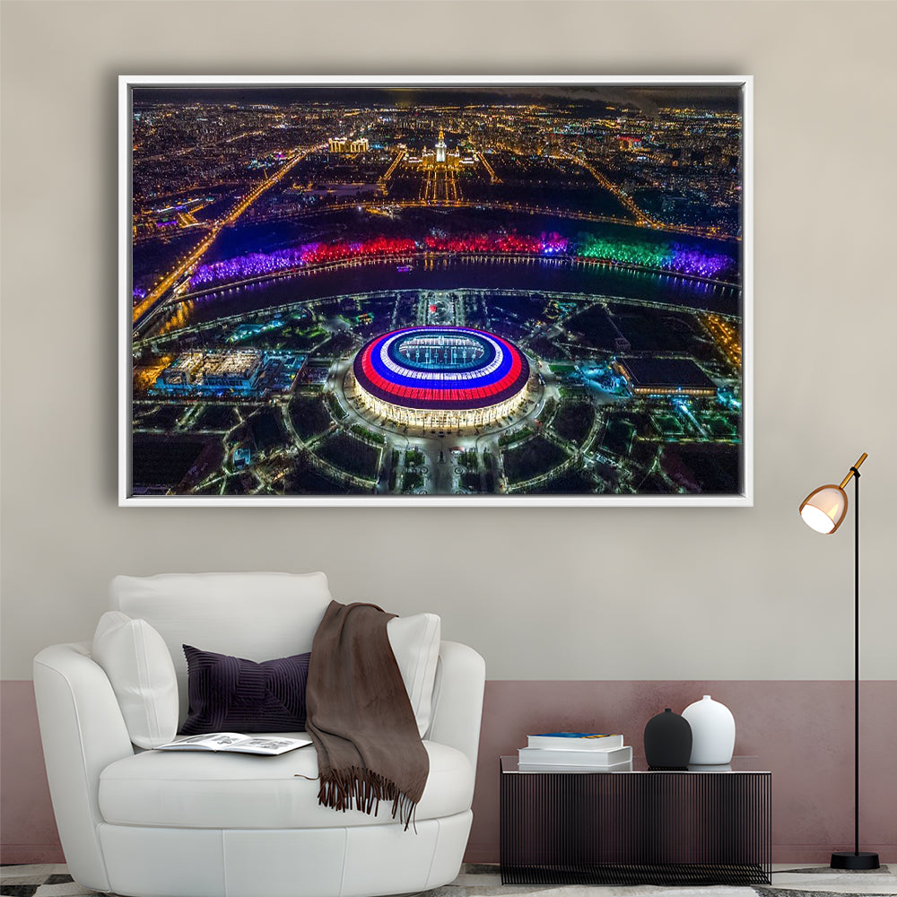 Colorful Luzhniki Stadium, Stadium Canvas, Sport Art, Framed Canvas Print Wall Art, Floating Frame