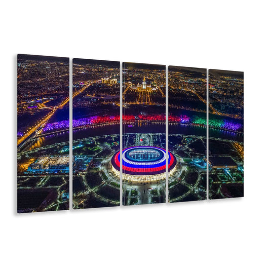 Colorful Luzhniki Stadium, Stadium Canvas, Sport Art, 5 Panel B, Extra Large Canvas, Canvas Print Wall Art
