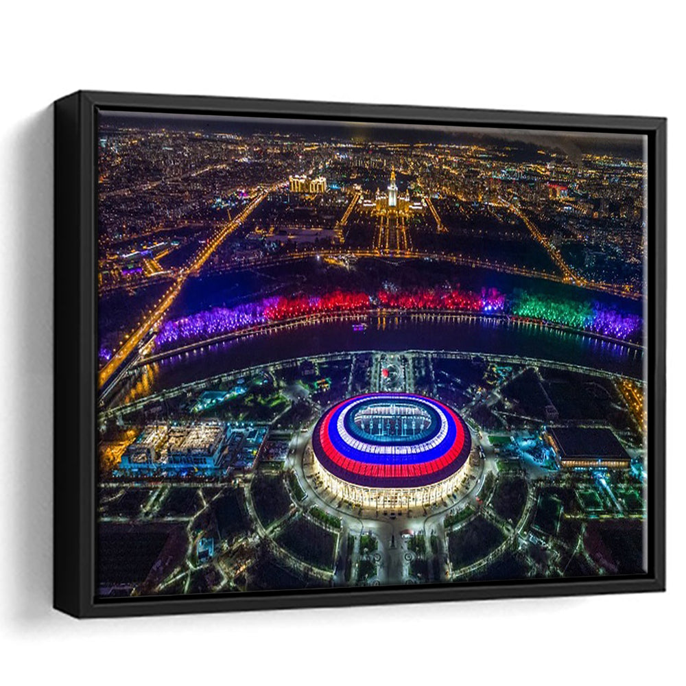 Colorful Luzhniki Stadium, Stadium Canvas, Sport Art, Framed Canvas Print Wall Art, Floating Frame