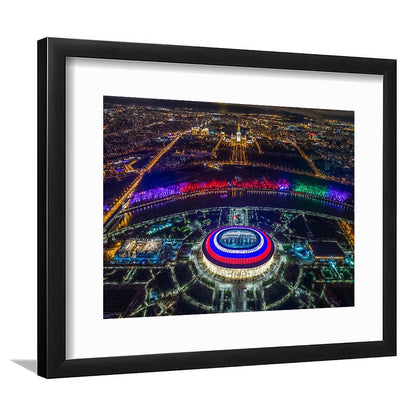 Colorful Luzhniki Stadium, Stadium Canvas, Sport Art, Gift for him, White Border Framed Art Print Wall Decor