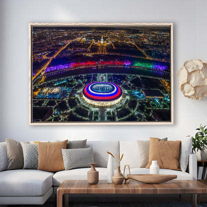 Colorful Luzhniki Stadium, Stadium Canvas, Sport Art, Framed Canvas Print Wall Art, Floating Frame
