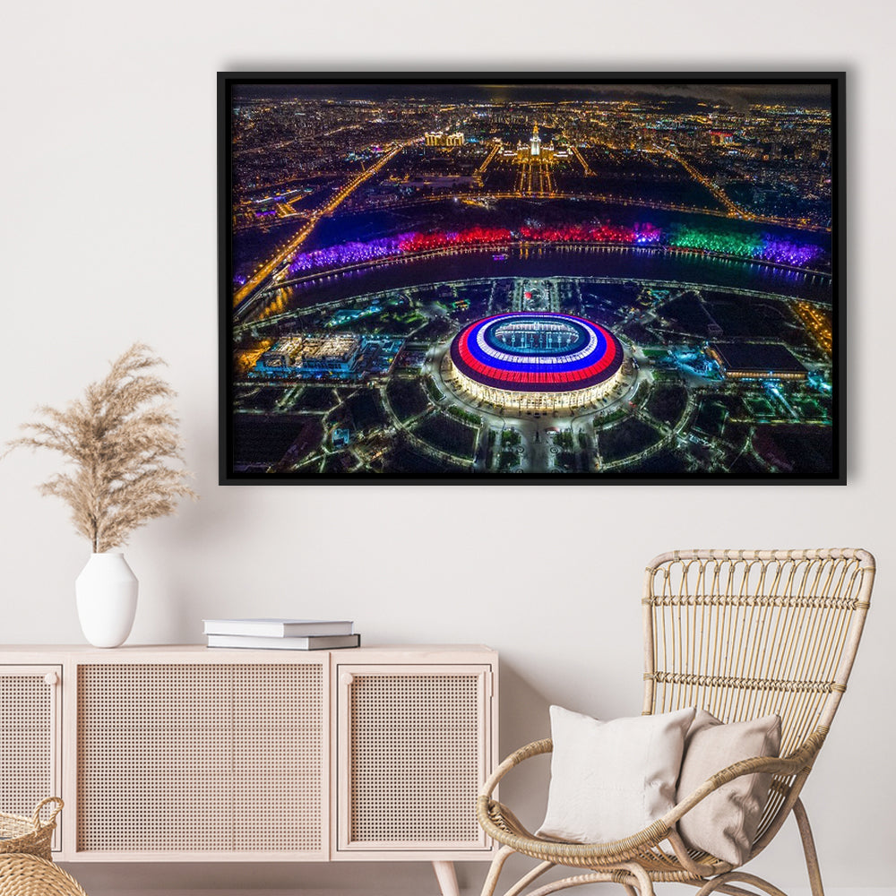 Colorful Luzhniki Stadium, Stadium Canvas, Sport Art, Framed Canvas Print Wall Art, Floating Frame