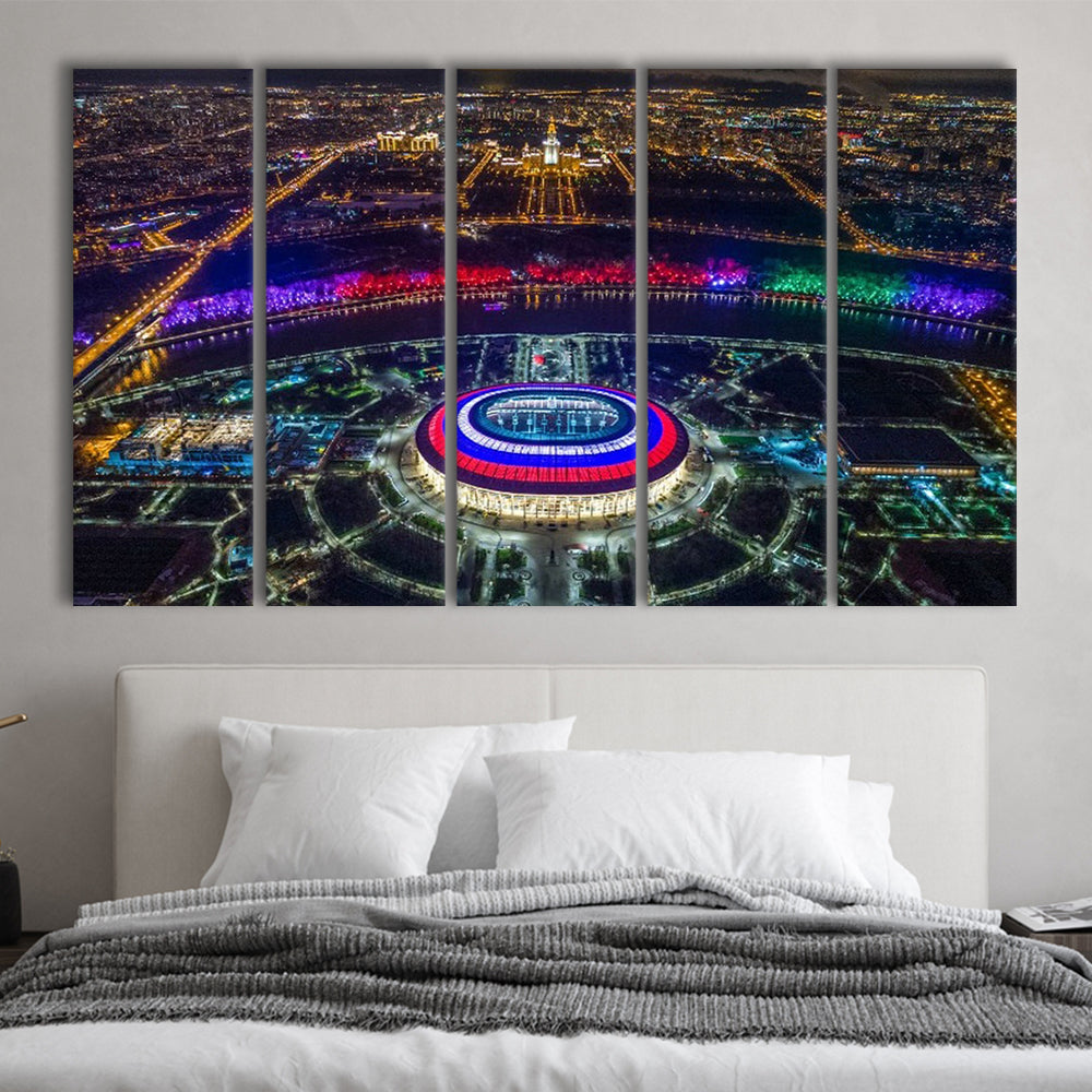 Colorful Luzhniki Stadium, Stadium Canvas, Sport Art, 5 Panel B, Extra Large Canvas, Canvas Print Wall Art