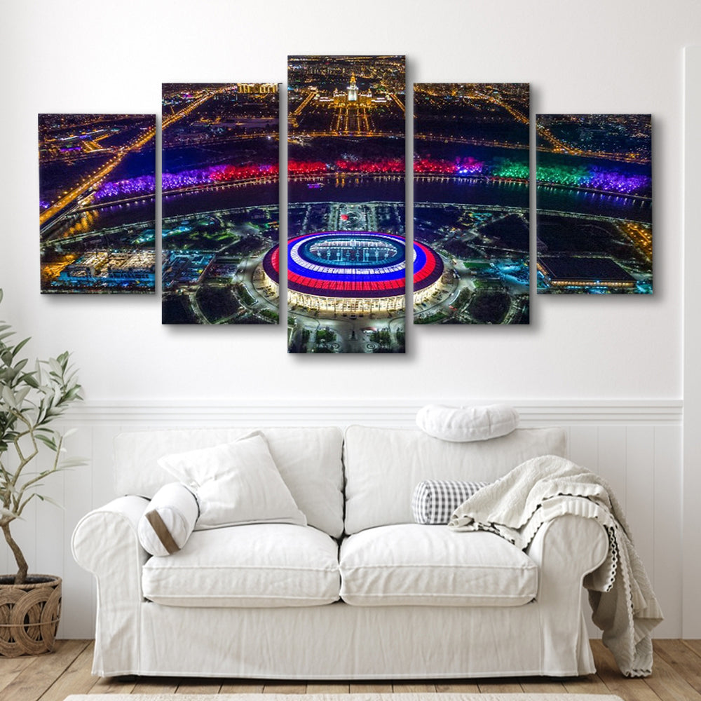 Colorful Luzhniki Stadium, Stadium Canvas, Sport Art, Gift for him, 5 Panel, Large Canvas, Canvas Print Wall Art