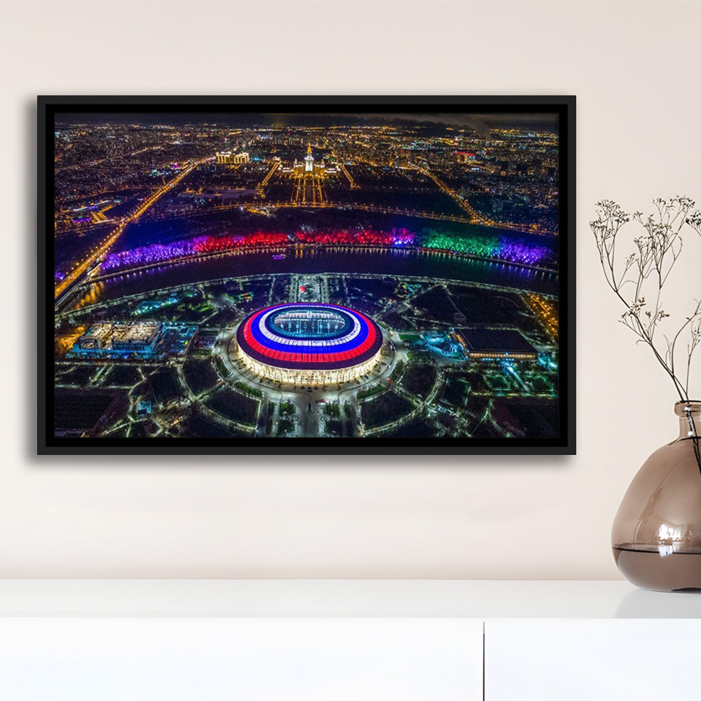 Colorful Luzhniki Stadium, Stadium Canvas, Sport Art, Framed Canvas Print Wall Art, Floating Frame