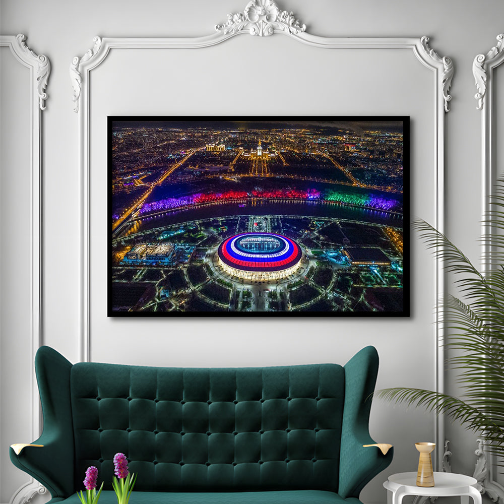 Colorful Luzhniki Stadium, Stadium Canvas, Sport Art, Gift for him, Framed Art Print Wall Decor, Picture Framed