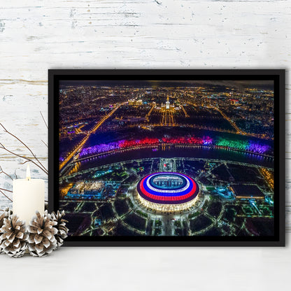 Colorful Luzhniki Stadium, Stadium Canvas, Sport Art, Framed Canvas Print Wall Art, Floating Frame