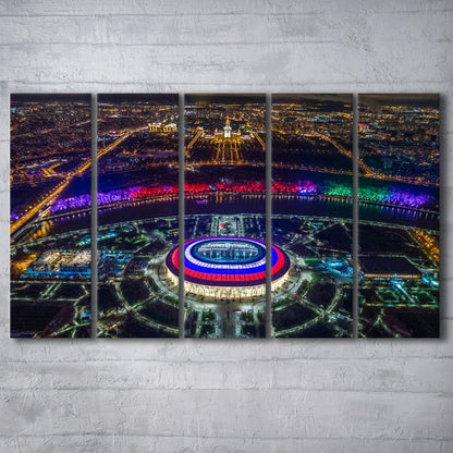 Colorful Luzhniki Stadium, Stadium Canvas, Sport Art, 5 Panel B, Extra Large Canvas, Canvas Print Wall Art