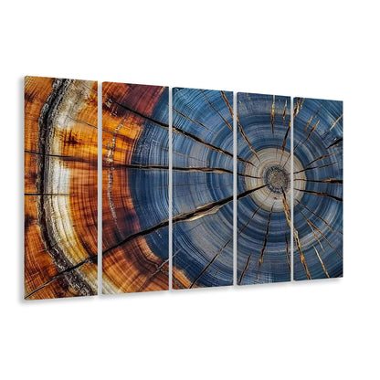 Colorful Tree Rings Canvas Print,Elegant Natural Wall Art, 5 Piece B Extra Large Cavas Print Wall Art Decor