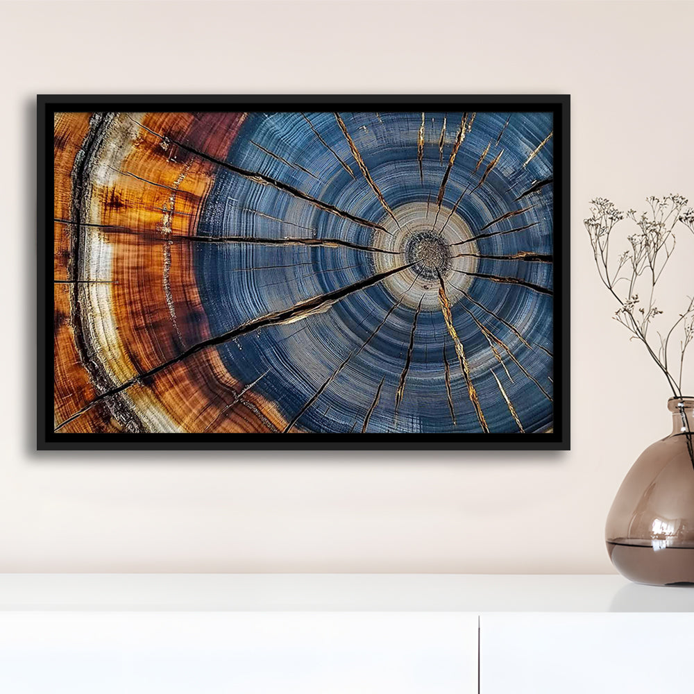 Colorful Tree Rings Canvas Print,Elegant Natural Wall Art, Framed Cavas Print, Floating Frame