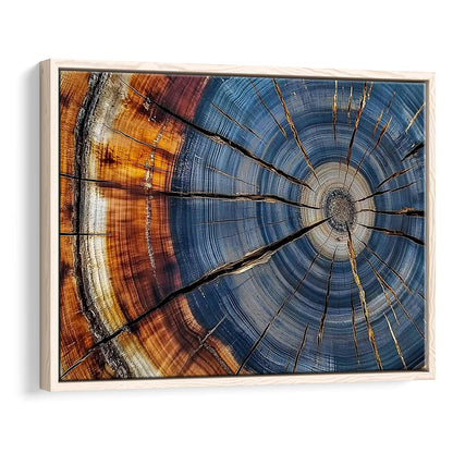 Colorful Tree Rings Canvas Print,Elegant Natural Wall Art, Framed Cavas Print, Floating Frame