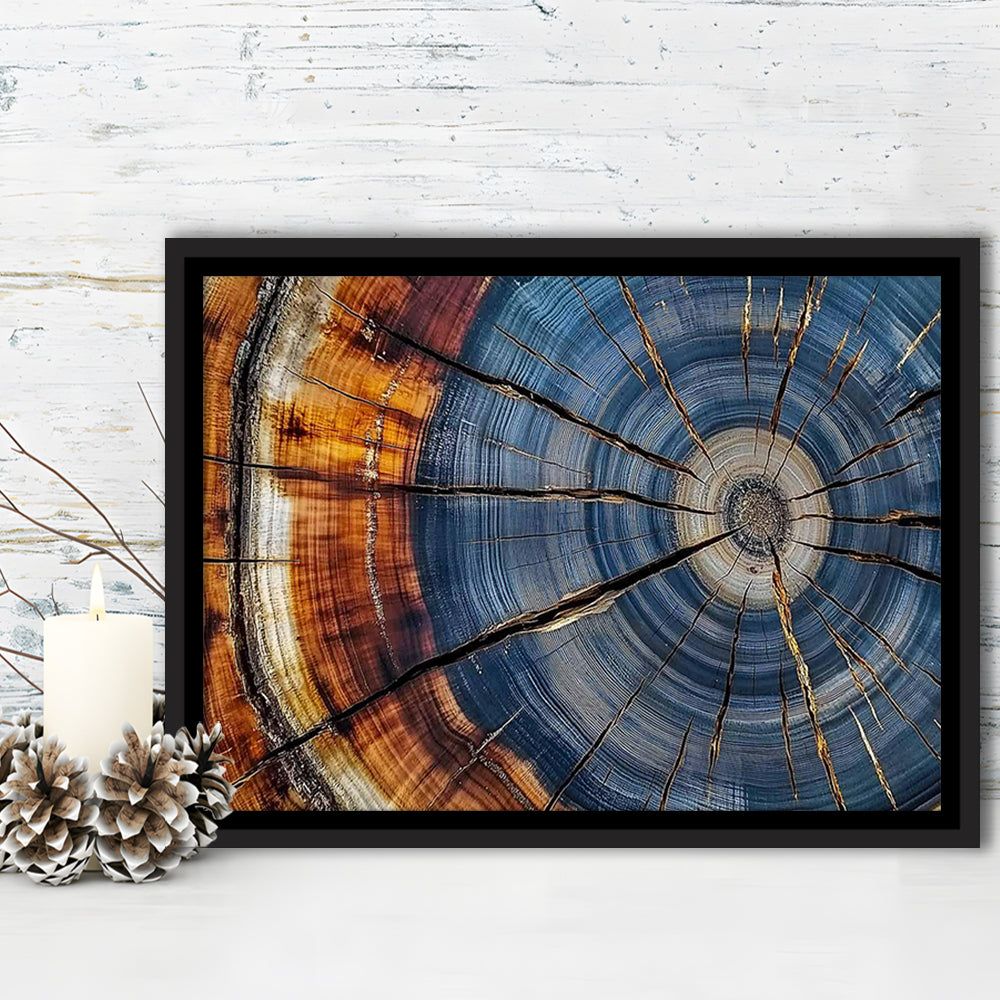Colorful Tree Rings Canvas Print,Elegant Natural Wall Art, Framed Cavas Print, Floating Frame