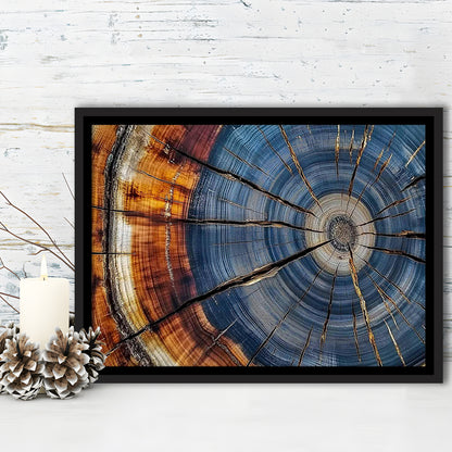Colorful Tree Rings Canvas Print,Elegant Natural Wall Art, Framed Cavas Print, Floating Frame