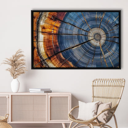 Colorful Tree Rings Canvas Print,Elegant Natural Wall Art, Framed Cavas Print, Floating Frame