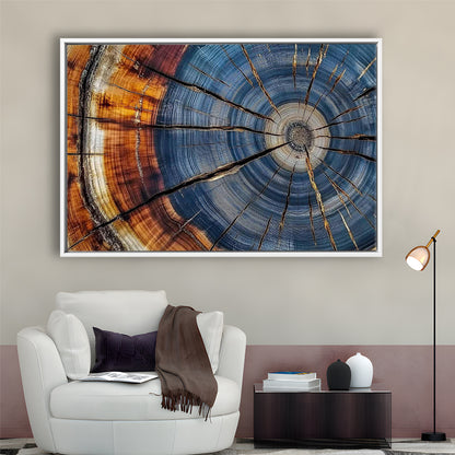 Colorful Tree Rings Canvas Print,Elegant Natural Wall Art, Framed Cavas Print, Floating Frame