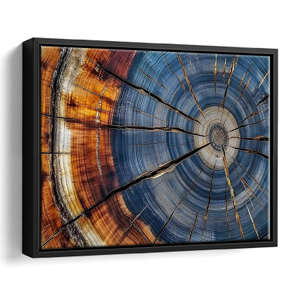 Colorful Tree Rings Canvas Print,Elegant Natural Wall Art, Framed Cavas Print, Floating Frame