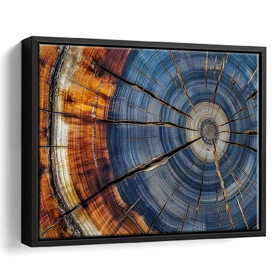 Colorful Tree Rings Canvas Print,Elegant Natural Wall Art, Framed Cavas Print, Floating Frame