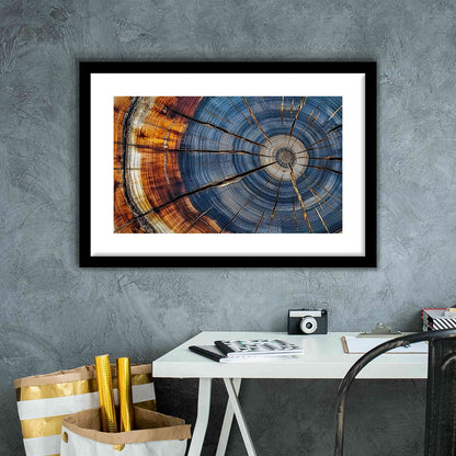 Colorful Tree Rings Art Print,Elegant Natural Wall Art, Framed Art Print White Border