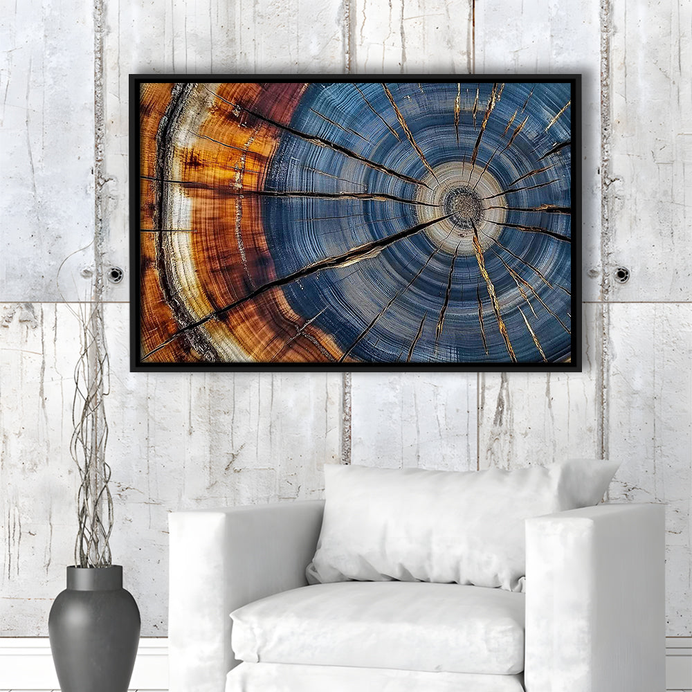 Colorful Tree Rings Canvas Print,Elegant Natural Wall Art, Framed Cavas Print, Floating Frame