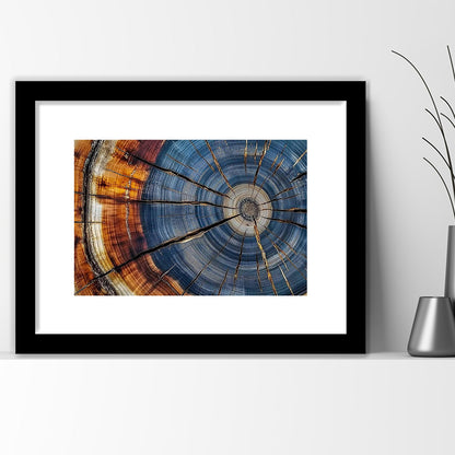 Colorful Tree Rings Art Print,Elegant Natural Wall Art, Framed Art Print White Border