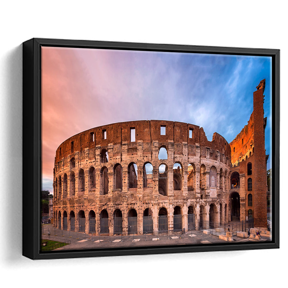 Colosseum Rome Italy, Stadium Canvas, Sport Art, Framed Canvas Print Wall Art, Floating Frame