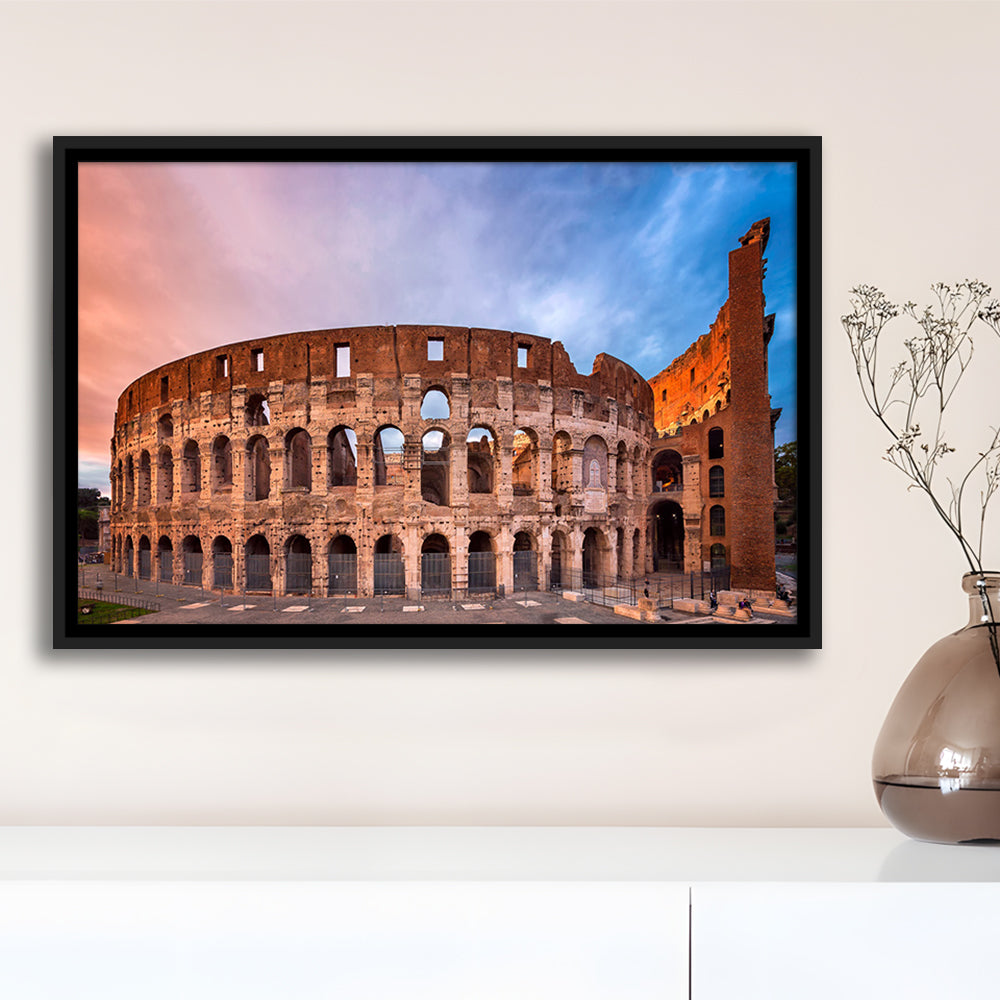 Colosseum Rome Italy, Stadium Canvas, Sport Art, Framed Canvas Print Wall Art, Floating Frame