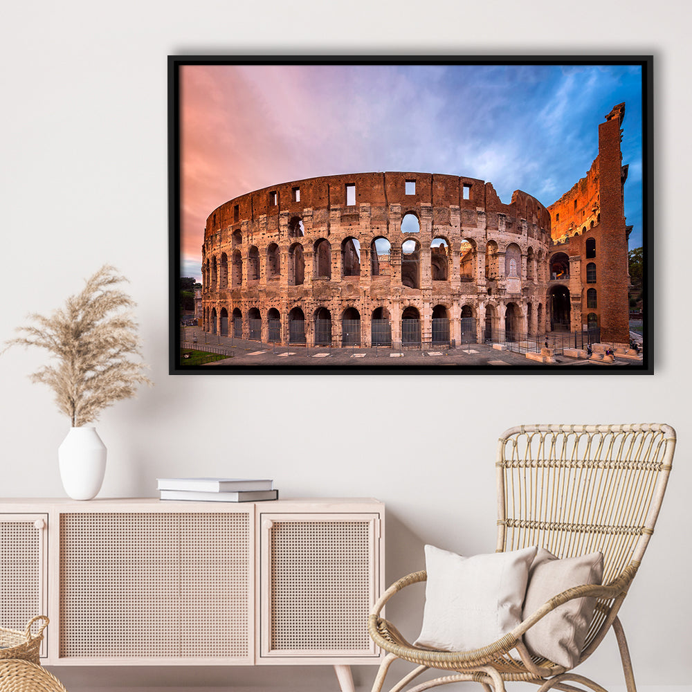 Colosseum Rome Italy, Stadium Canvas, Sport Art, Framed Canvas Print Wall Art, Floating Frame