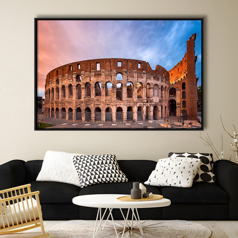 Colosseum Rome Italy, Stadium Canvas, Sport Art, Framed Canvas Print Wall Art, Floating Frame
