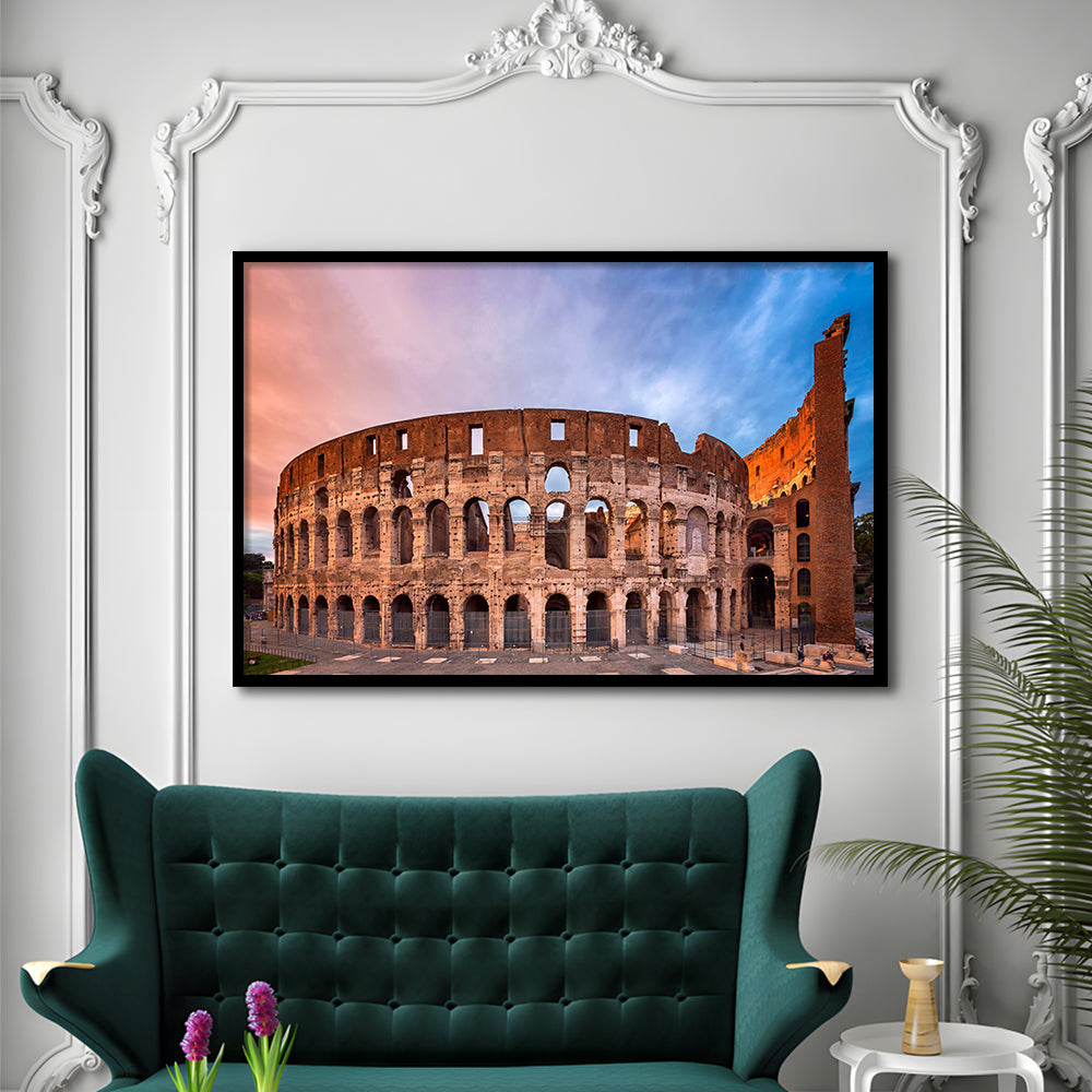 Colosseum Rome Italy, Stadium Canvas, Sport Art, Gift for him, Framed Art Print Wall Decor, Picture Framed