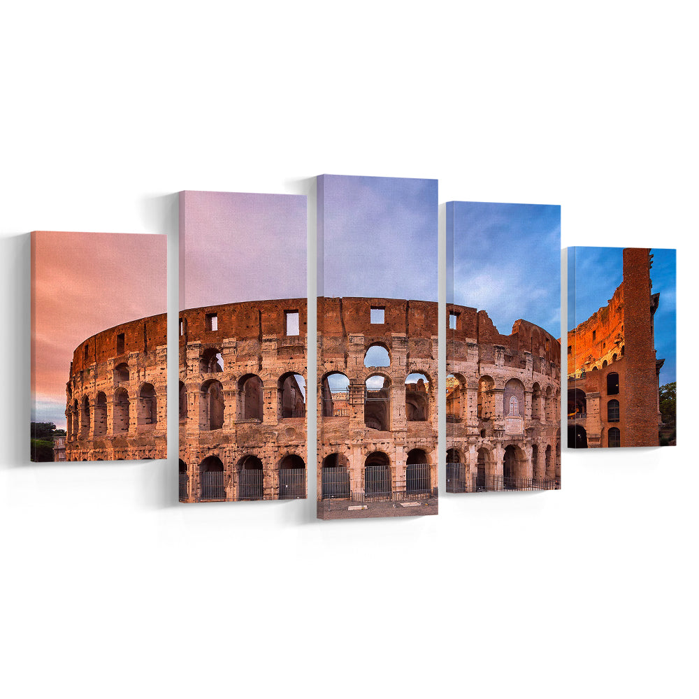 Colosseum Rome Italy, Stadium Canvas, Sport Art, Gift for him, 5 Panel, Large Canvas, Canvas Print Wall Art