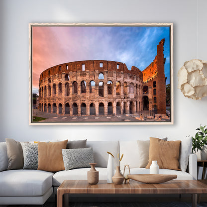 Colosseum Rome Italy, Stadium Canvas, Sport Art, Framed Canvas Print Wall Art, Floating Frame