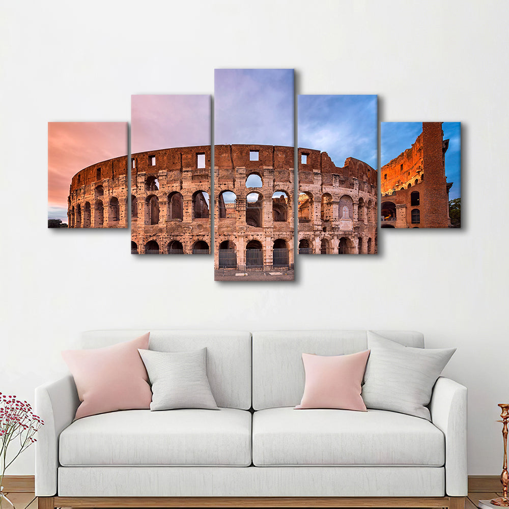 Colosseum Rome Italy, Stadium Canvas, Sport Art, Gift for him, 5 Panel, Large Canvas, Canvas Print Wall Art
