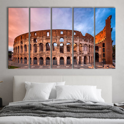 Colosseum Rome Italy, Stadium Canvas, Sport Art, 5 Panel B, Extra Large Canvas, Canvas Print Wall Art