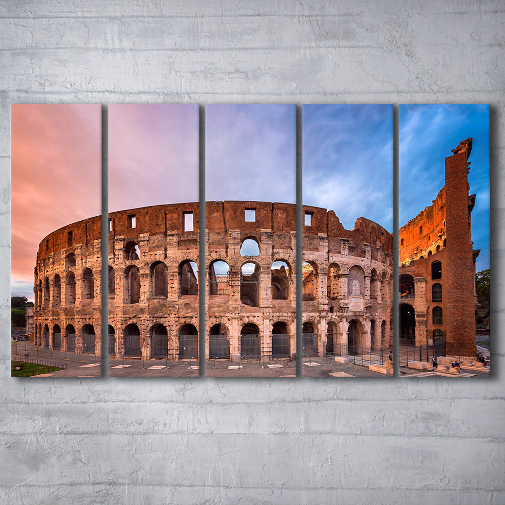 Colosseum Rome Italy, Stadium Canvas, Sport Art, 5 Panel B, Extra Large Canvas, Canvas Print Wall Art